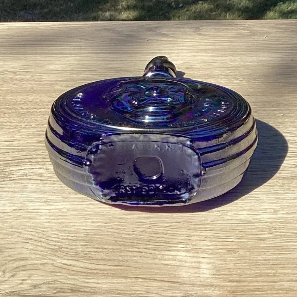 Theodore Roosevelt‎ Commemorative Blue Iridescent Glass Decanter 26th President